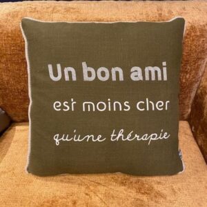 coussin message amitié couleur tabac sud etoffe